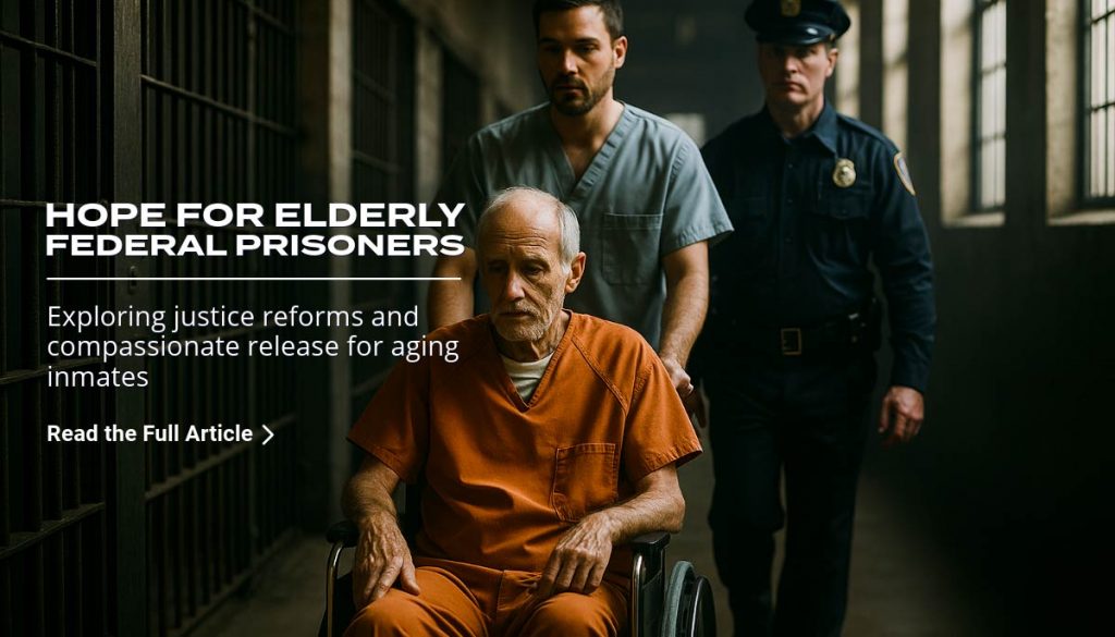 Hope for Elderly Federal Prisoners banner showing a compassionate justice theme, highlighting reforms and early release efforts for aging inmates.