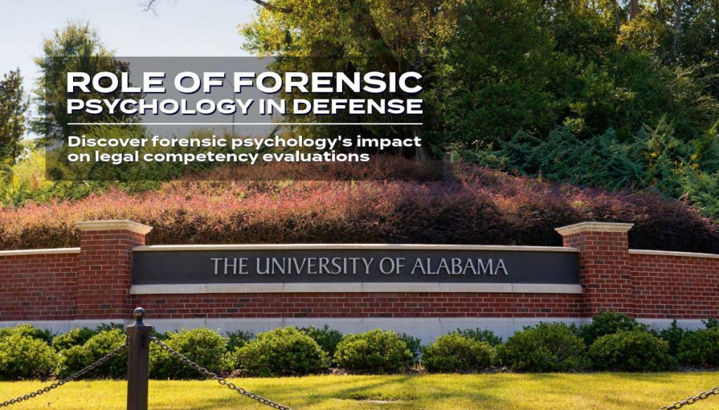 Banner depicting the integration of forensic psychology in legal competency evaluations, highlighting its crucial role in federal defense