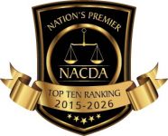 National Top Ten Criminal Attorneys - Recognized Member by NACDA Badge: National Top Ten Criminal Attorneys recognized member by NACDA